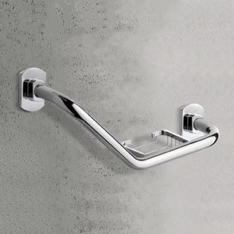 Shower Grab Bar Polished Chrome Shower Grab Bar With Soap Holder Gedy ED20-13